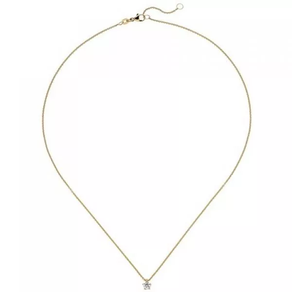 Collier-Kette mit Anhänger 585 Gelbgold 1 Diamant Brillant 0,25 ct. 45 cm