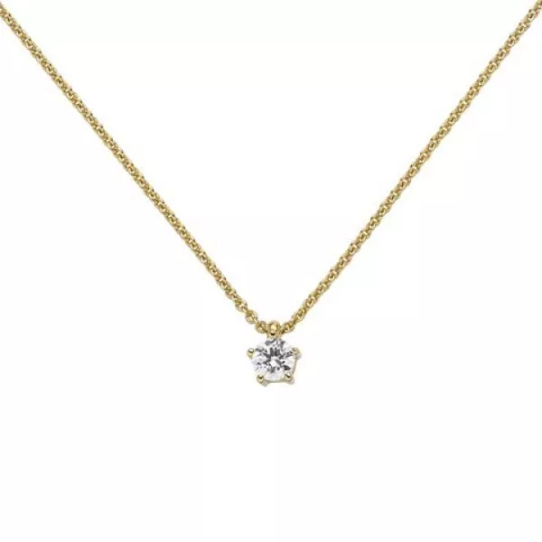 Collier-Kette mit Anhänger 585 Gelbgold 1 Diamant Brillant 0,25 ct. 45 cm