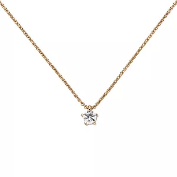 Collier Kette mit Anhänger 585 Rotgold 1 Diamant Brillant 0,15 ct. 45 cm