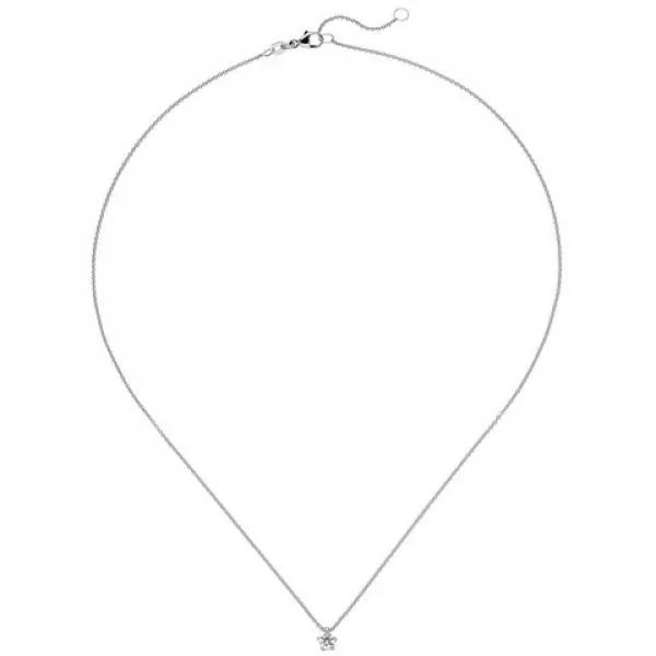 Collier Kette mit Anhänger 585 Weißgold 1 Diamant Brillant 0,15 ct. 45 cm