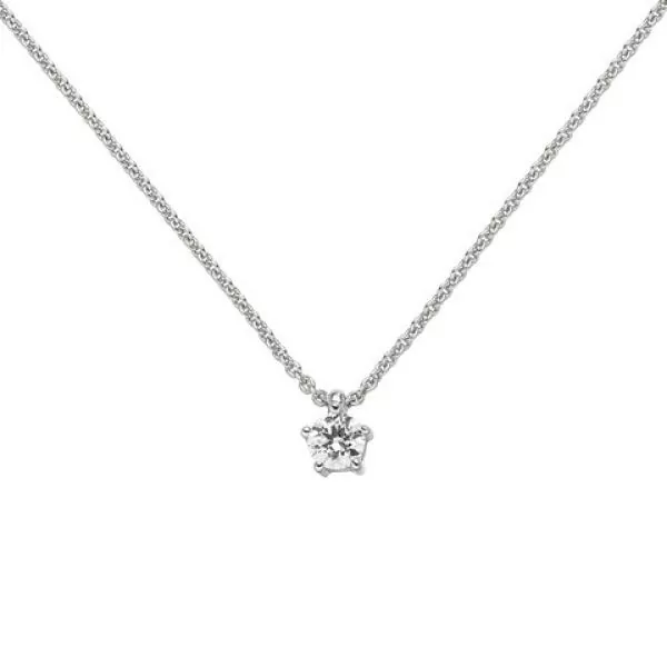 Collier Kette mit Anhänger 585 Weißgold 1 Diamant Brillant 0,15 ct. 45 cm