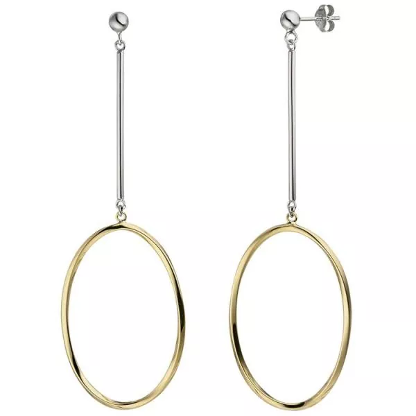 Ohrhänger 925 Silber bicolor teilvergoldet Ohrringe Ohrstecker