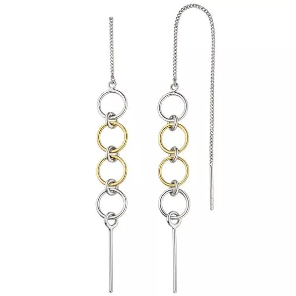Durchzieh-Ohrhänger 925 Sterling Silber bicolor Ohrringe zum Durchziehen