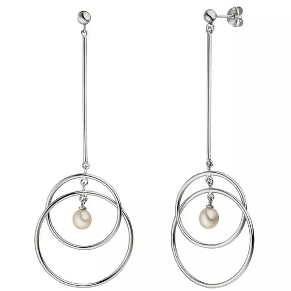 Ohrhänger 925 Sterling Silber 2 Süßwasser Perlen Ohrringe Ohrstecker