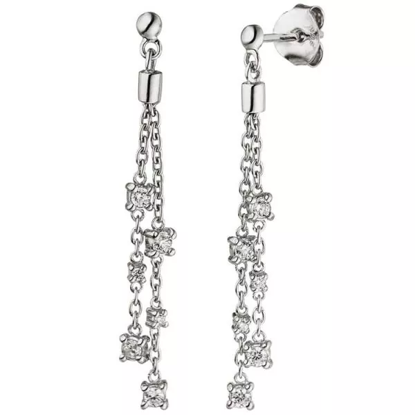Ohrhänger 925 Sterling Silber 12 Zirkonia Ohrringe Ohrstecker Silberohrringe