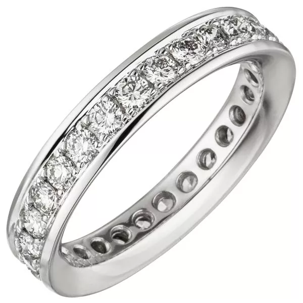 Damen Memory-Ring 585 Weißgold mit Diamanten rundum