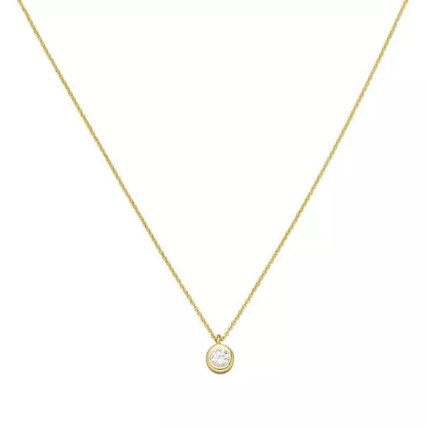 Collier Kettte mit Anhänger 925 Silber vergoldet 1 Zirkonia 43 cm Kette