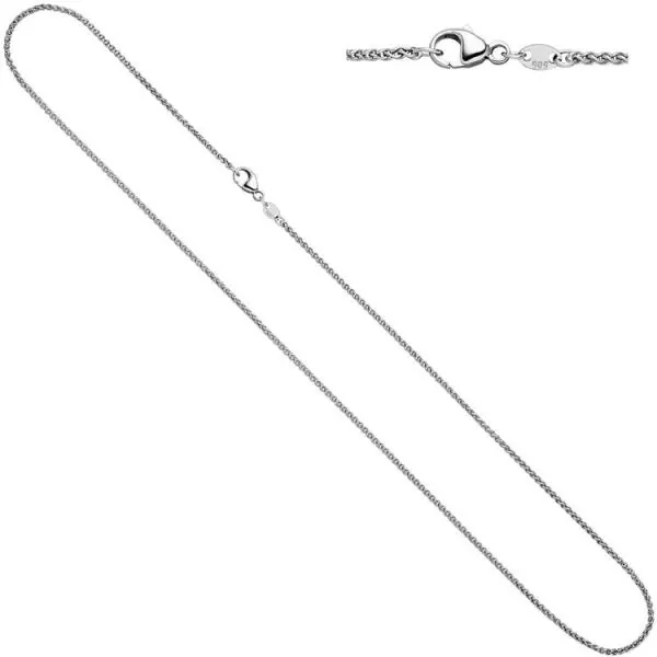 Zopfkette 585 Gold Weißgold 1,2 mm 50 cm Kette Halskette Karabiner