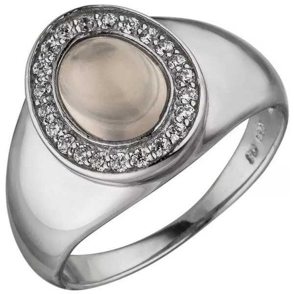Damen Ring 925 Sterling Silber 1 Rosenquarz 22 Zirkonia
