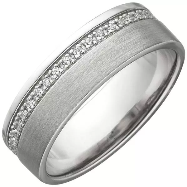 Damen Ring 925 Sterling Silber matt mit Zirkonia rundum