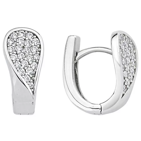 Creolen 925 Sterling Silber 44 Zirkonia Ohrringe Silberohrringe