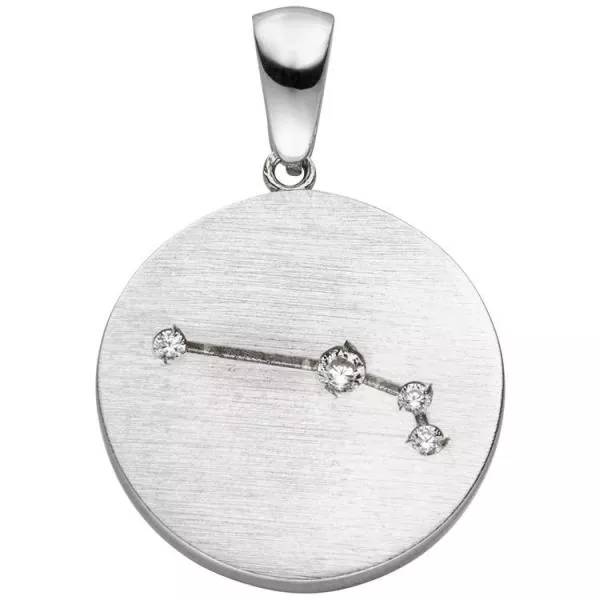 Anhänger Sternzeichen Widder 925 Sterling Silber matt 4 Zirkonia