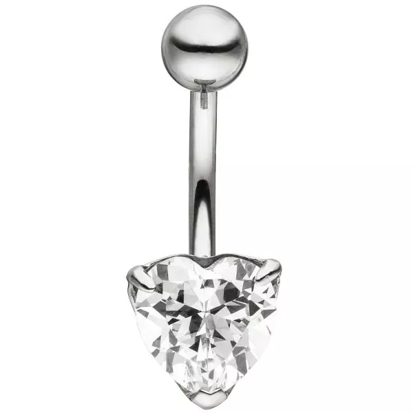 Bauchnabel Piercing Herz Edelstahl 1 Zirkonia