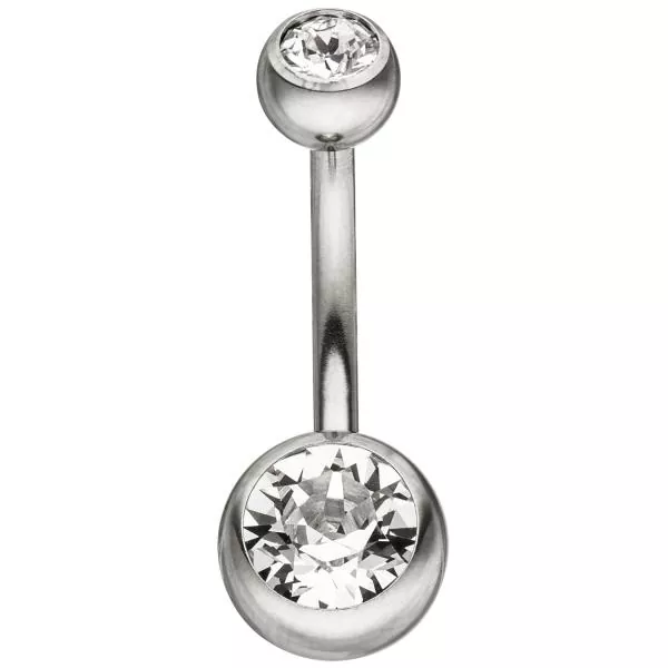 Bauchnabel Piercing Edelstahl mit Kristallsteinen