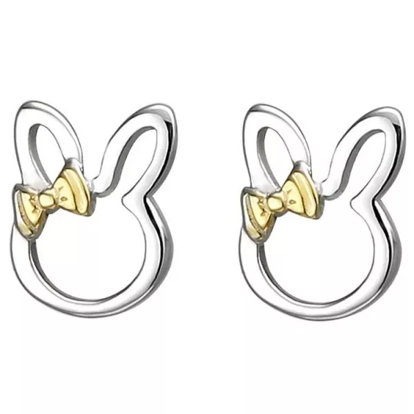 Kinder Ohrstecker Hase 925 Sterling Silber bicolor vergoldet Ohrringe