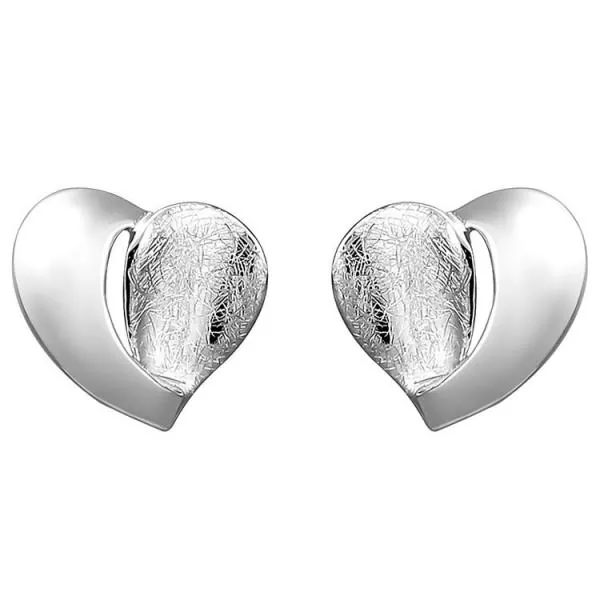 Ohrstecker Herz 925 Sterling Silber eismatt Ohrringe Silberohrringe