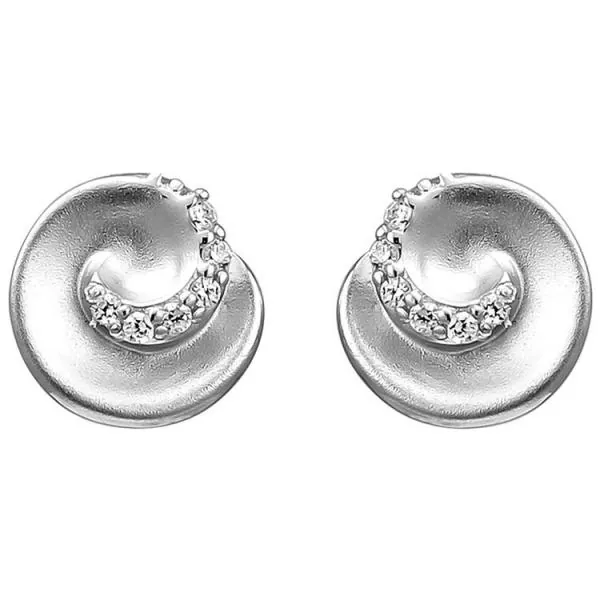 Ohrstecker 925 Sterling Silber matt 12 Zirkonia Ohrringe Silberohrringe