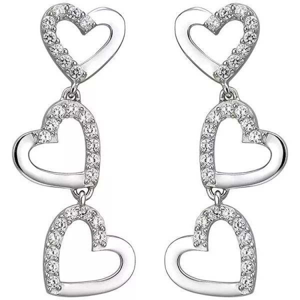 Ohrhänger Herzen 925 Silber 52 Zirkonia Ohrringe