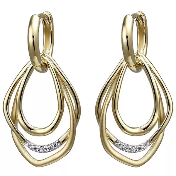 Creolen 925 Sterling Silber gold vergoldet, 10 Zirkonia Ohrringe