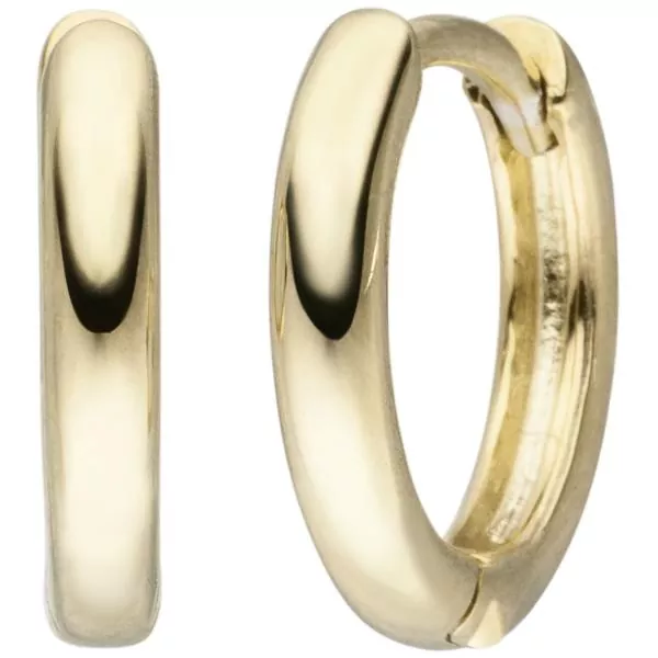 Creolen 925 Sterling Silber, gold vergoldet, 10 Zirkonia Ohrringe