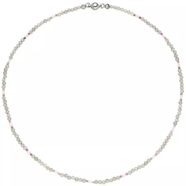 Halskette Kette Labradorit und Turmalin 43 cm