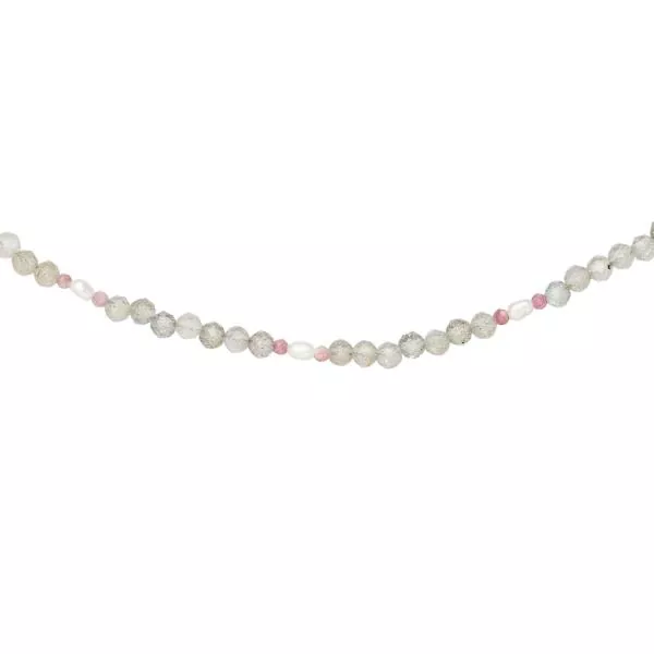 Halskette Kette Labradorit und Turmalin 43 cm