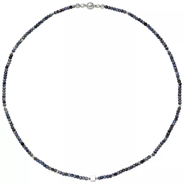 Halskette Kette mit Safir-Rondell und Hämatin 43 cm