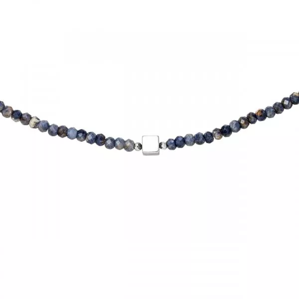 Halskette Kette mit Safir-Rondell und Hämatin 43 cm
