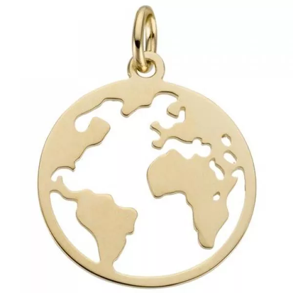 Anhänger Weltkarte 585 Gold Gelbgold