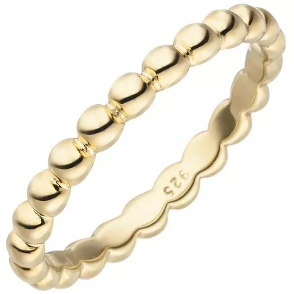 Damen Ring Kugel 925 Sterling Silber gold Kugelring