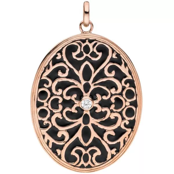 Anhänger oval 925 Sterling Silber rotgold vergoldet 1 Zirkonia