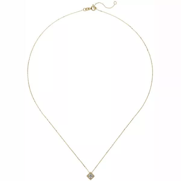 Collier Kette mit Anhänger 333 Gold Gelbgold 1 Zirkonia 45 cm
