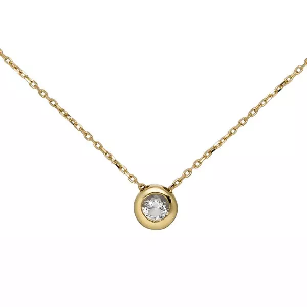 Collier Kette mit Anhänger 333 Gelbgold und 1 Zirkonia 45 cm