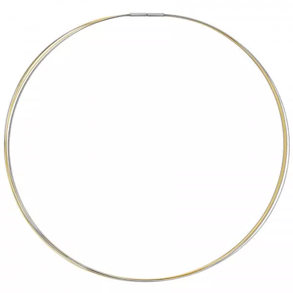 Halsreif 5-reihig aus Edelstahl bicolor vergoldet 42 cm Halskette Kette