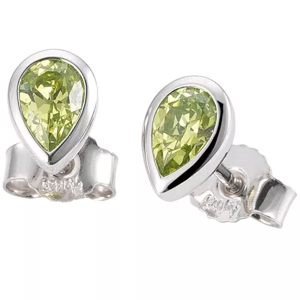 Ohrstecker 585 Gold Weißgold 2 Peridote grün Ohrringe