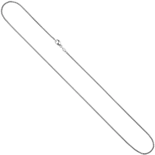 Zopfkette 585 Weißgold 1,8 mm 50 cm Gold Kette Halskette Karabiner