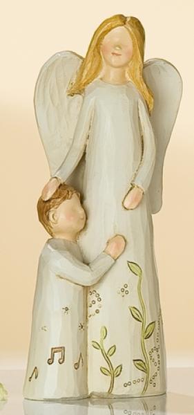 15 cm große Engel-Figur in Creme, Mutter und Sohn