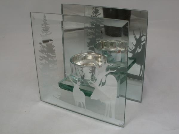 Teelichthalter Winter aus Glas