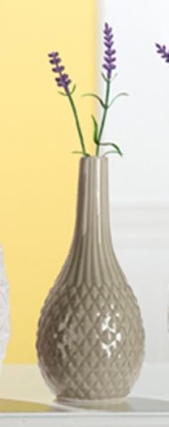 20 cm hohe Keramik Vase in Grau glasiert