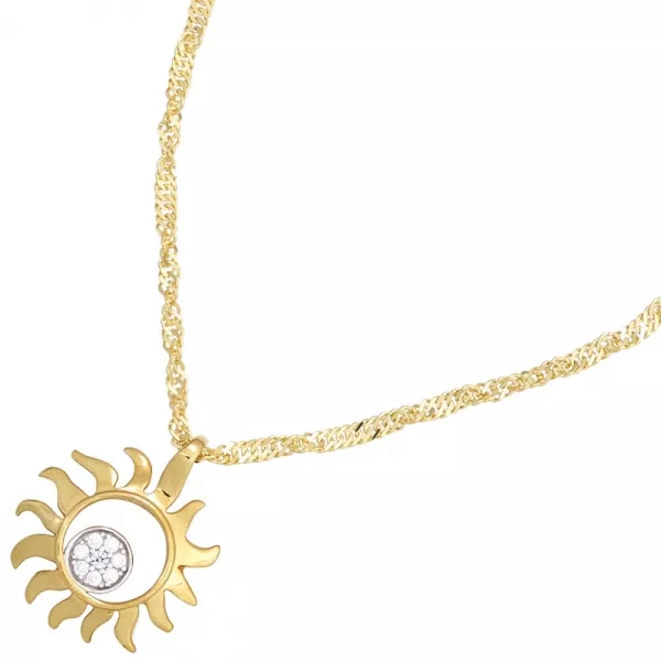 Anhänger Sonne 585 Gelbgold teilrhodiniert 8 Diamanten 0,07ct.