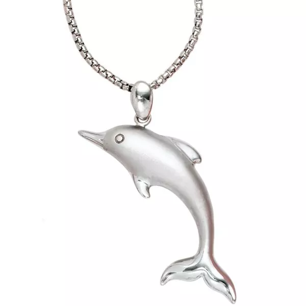 Anhänger Delfin 925 Sterling Silber rhodiniert teilmattiert