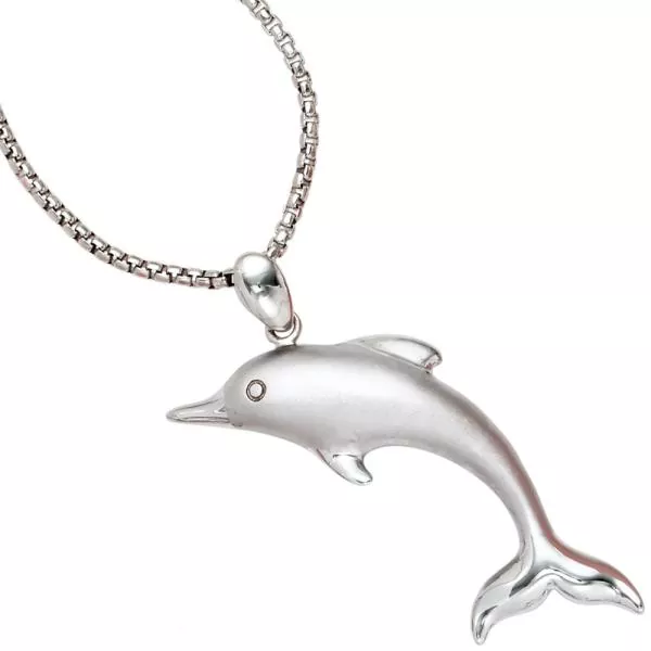 Anhänger Delfin 925 Sterling Silber rhodiniert teilmattiert