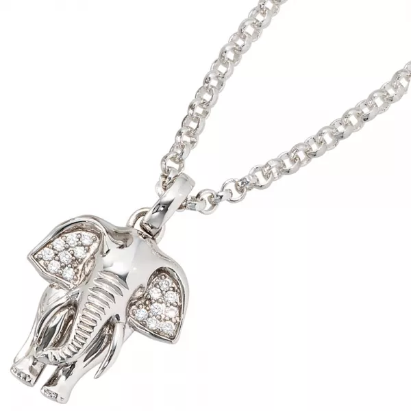 Anhänger Elefant 925 Sterling Silber rhodiniert mit Zirkonia
