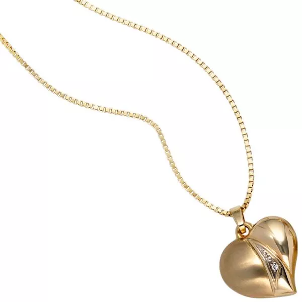 Anhänger Herz 333 Gold Gelbgold mattiert 1 Zirkonia HerzAnhänger