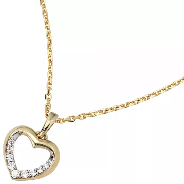 Anhänger Herz 333 Gold Gelbgold bicolor mit Zirkonia HerzAnhänger