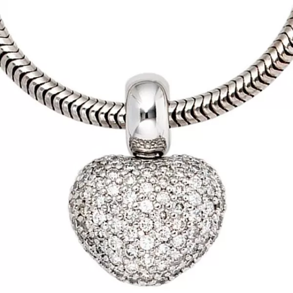 Anhänger Herz 585 Gold Weißgold 107 Diamanten Brillanten Herz Anhänger