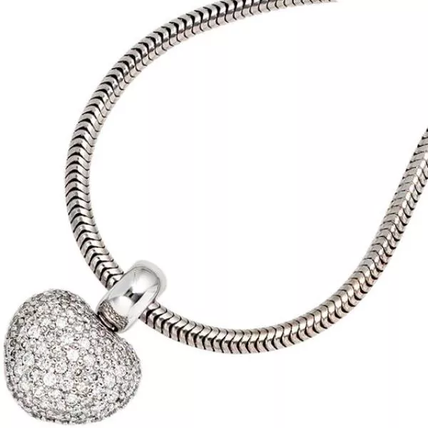 Anhänger Herz 585 Gold Weißgold 107 Diamanten Brillanten Herz Anhänger