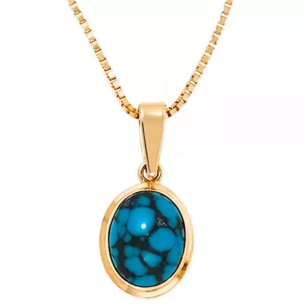 Anhänger oval 585 Gold Gelbgold 1 Türkis Gold Anhänger