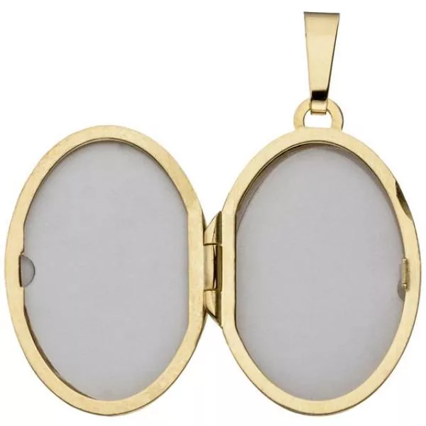 Medaillon oval 585 Gelbgold 1 Lagen Kamee Blumen