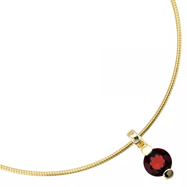 Anhänger rund 585 Gold Gelbgold 1 Granat rot Gold Anhänger